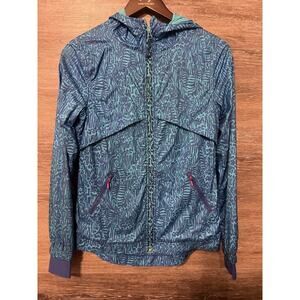 Ivivva Lululemon Jacket size 14 blue Girls windbreaker full Zip Hoodie